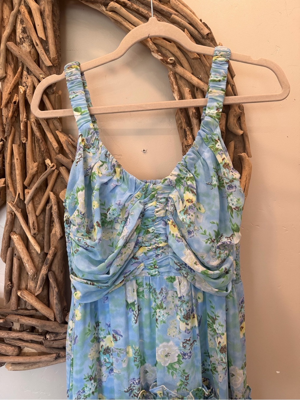 ASTR Blue and Green Floral Sundress